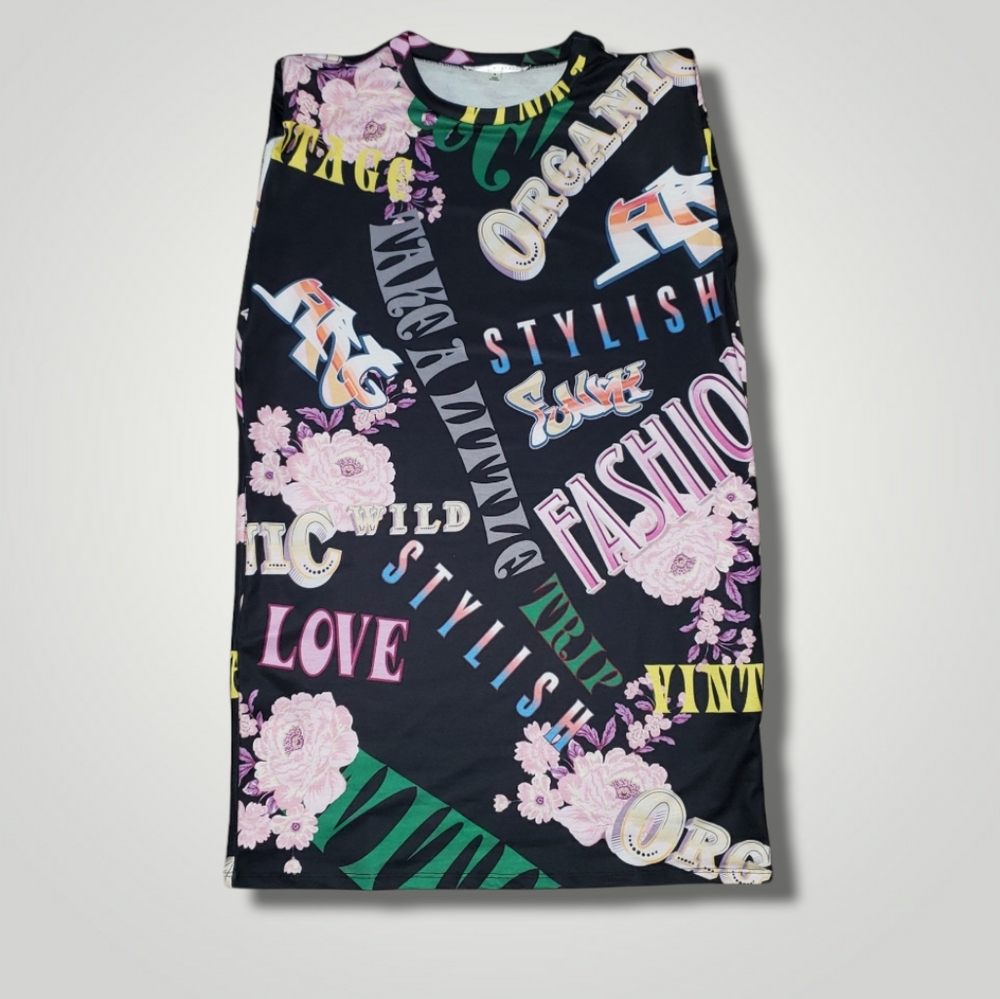 Her Bottari Graffiti Fashion Dress - Black
